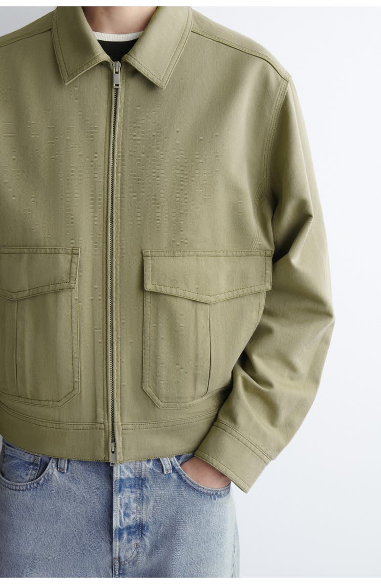 COS Cotton-Blend Zip-Up Utility Jacket, Alternate, color, Khaki