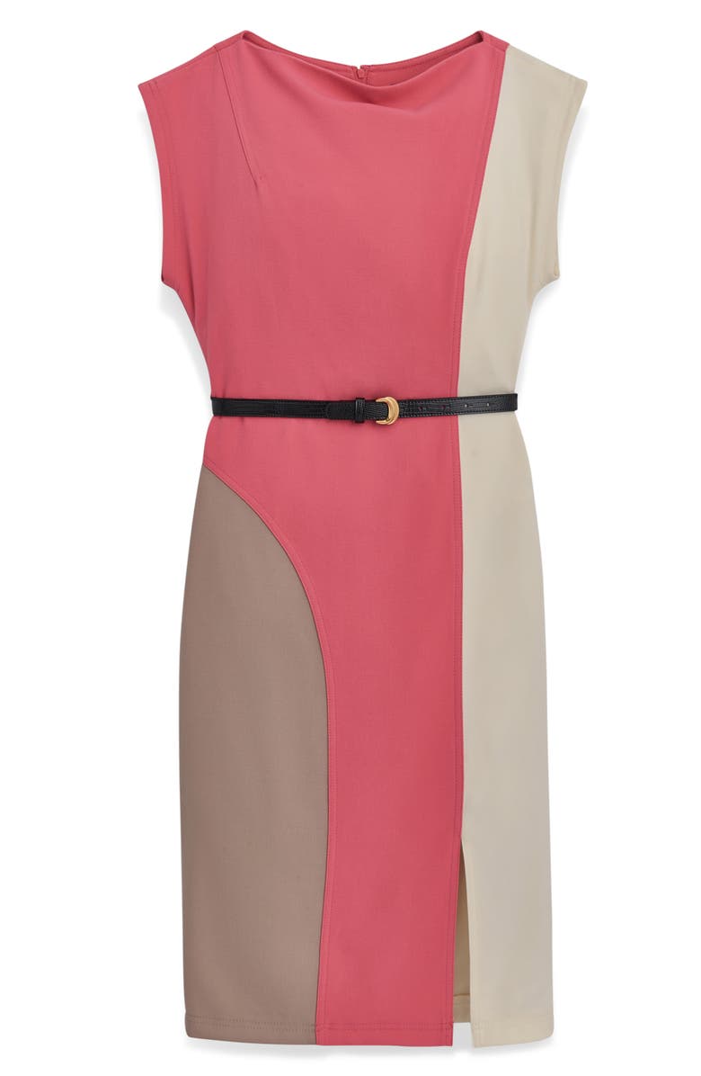Donna Karan New York Colorblock Sheath Dress, Alternate, color, Rose Quartz/ Mink/ Pristinee