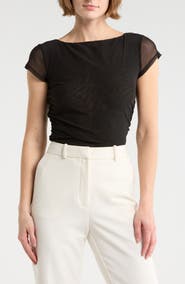 WAYF Ruched Cap Sleeve Top