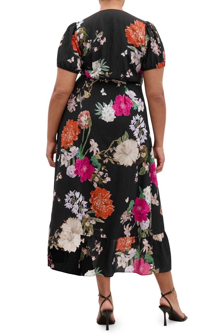 Belle Floral Print Wrap Dress, Alternate, color, BLACK BOTANIQUE