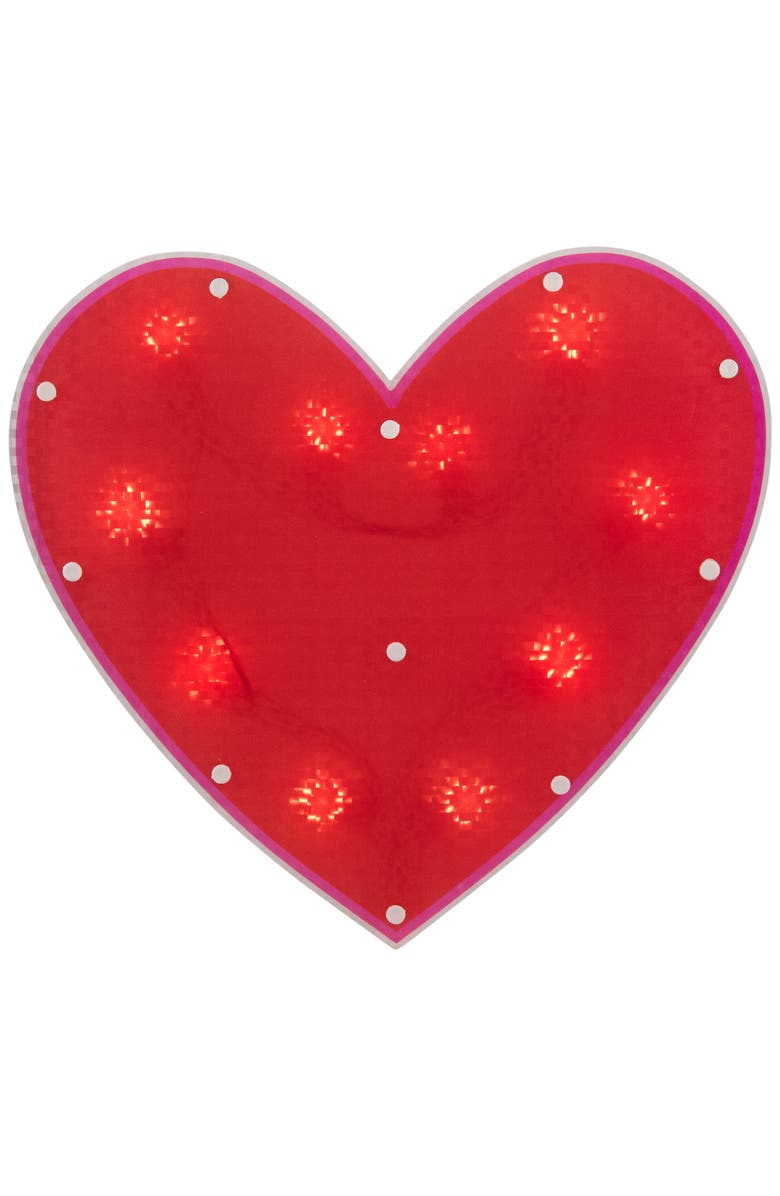 Northlight 13" Lighted Shimmering Red Heart Valentine's Day Window Silhouette, Main, color, Red