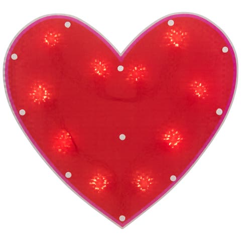 13" Lighted Shimmering Red Heart Valentine's Day Window Silhouette