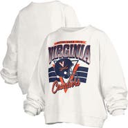 PRESSBOX Women's Pressbox White Virginia Cavaliers Oversized Janice Retro Waist-Length Pullover Sweatshirt