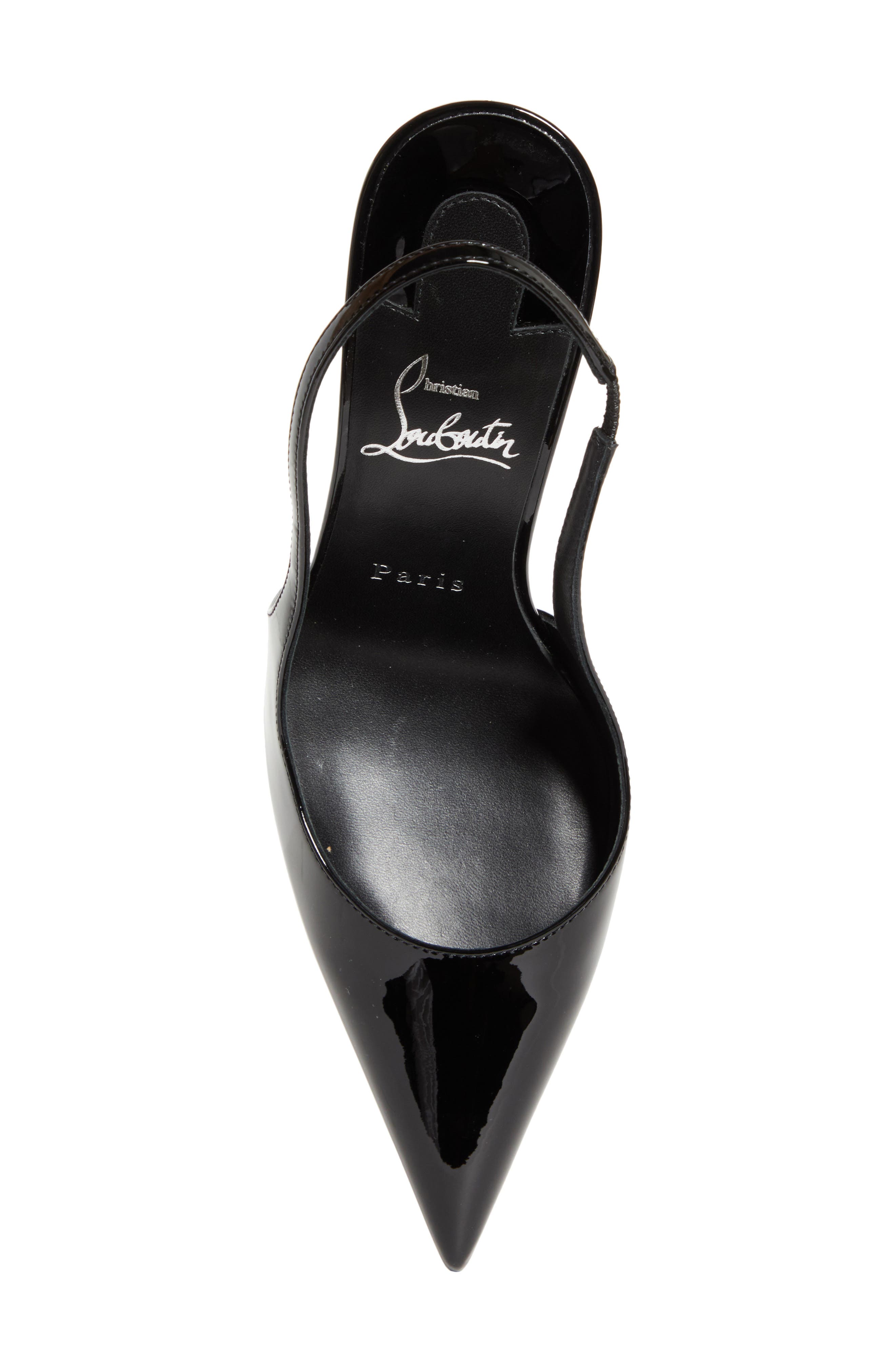 Christian Louboutin Miss Z Pointed Toe Slingback Pump, Alternate, color, Black/ Black