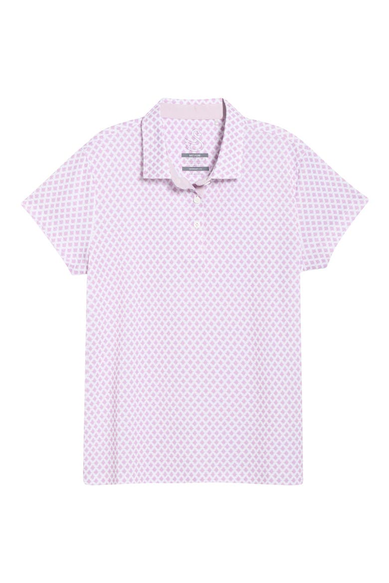 Zara Geometric Print Piqué Polo, Main, color, LAVENDER FROST
