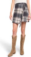 Faherty Sonoma Plaid Fringe Wool Wrap Miniskirt