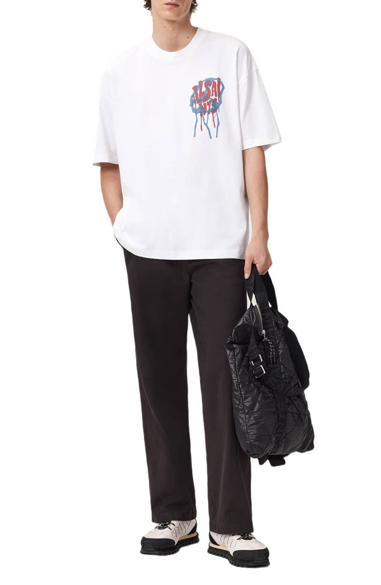 AllSaints Runner Oversize Cotton Crewneck T-Shirt, Alternate, color, Optic White