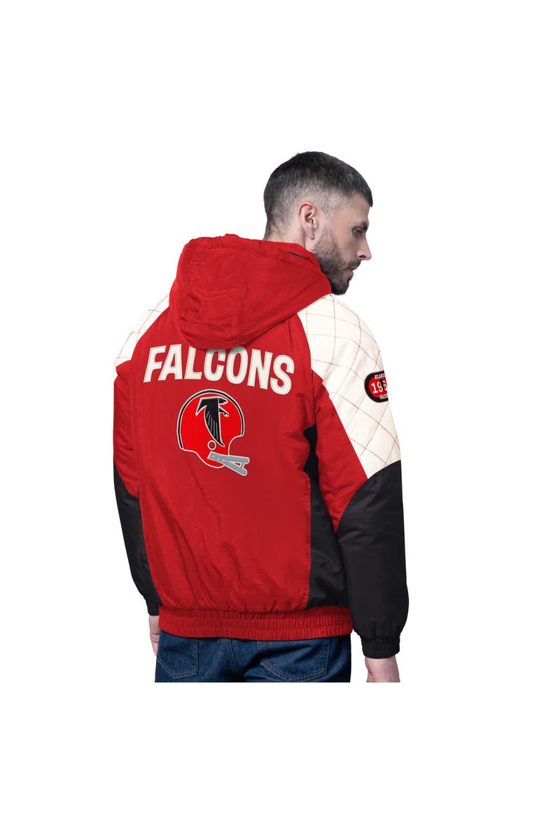 Men's Starter Red Atlanta Falcons Oxford Crinkle Full-Snap Hoodie Jacket, Alternate, color, Red
