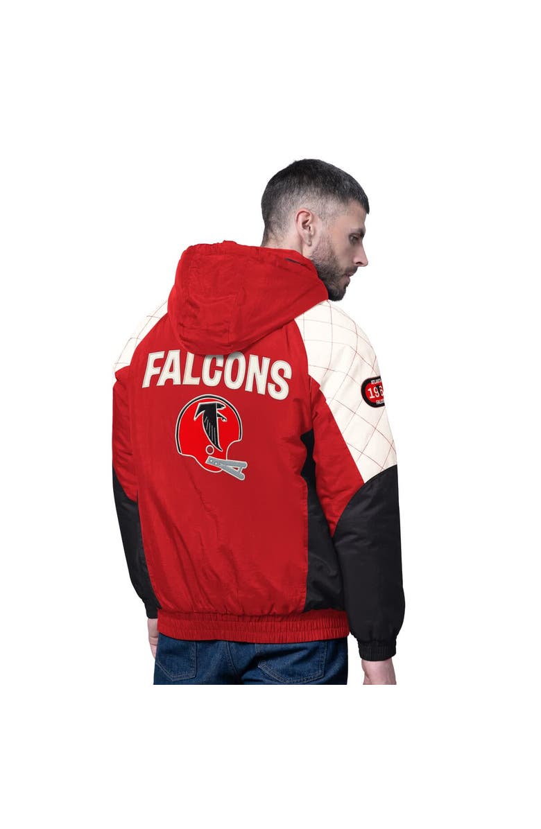 STARTER Men's Starter Red Atlanta Falcons Oxford Crinkle Full-Snap Hoodie Jacket, Alternate, color, Red