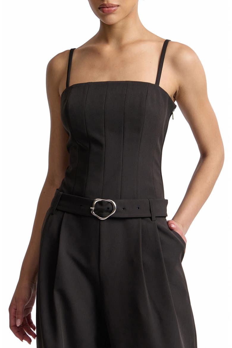 Belted Corset Jumpsuit, Alternate, color, BLACK