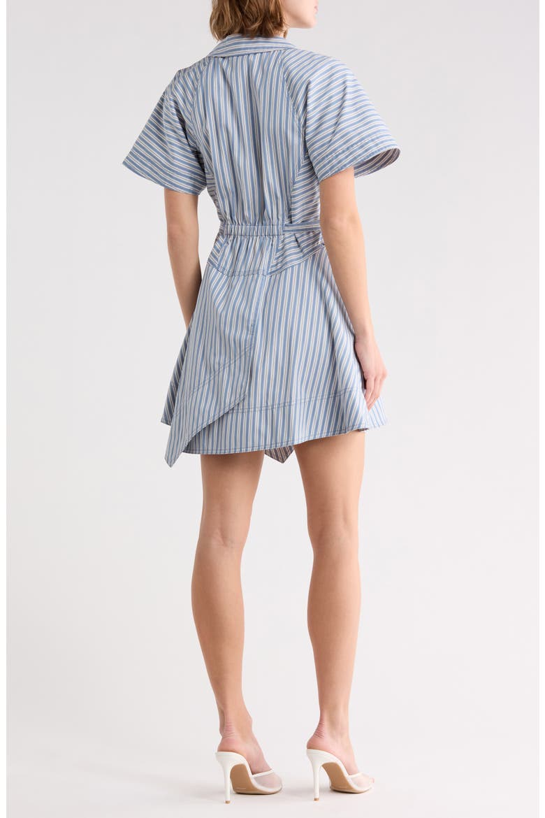 Julie Tie Waist Cotton Shirtdress, Alternate, color, WHITE/ STEEL BLUE