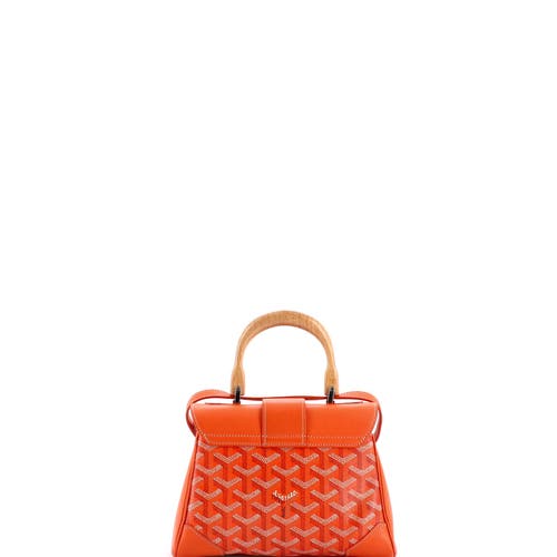 Pre-owned Goyard Goyard Saigon Top Handle Bag Coated Canvas With Leather Mini In Orange