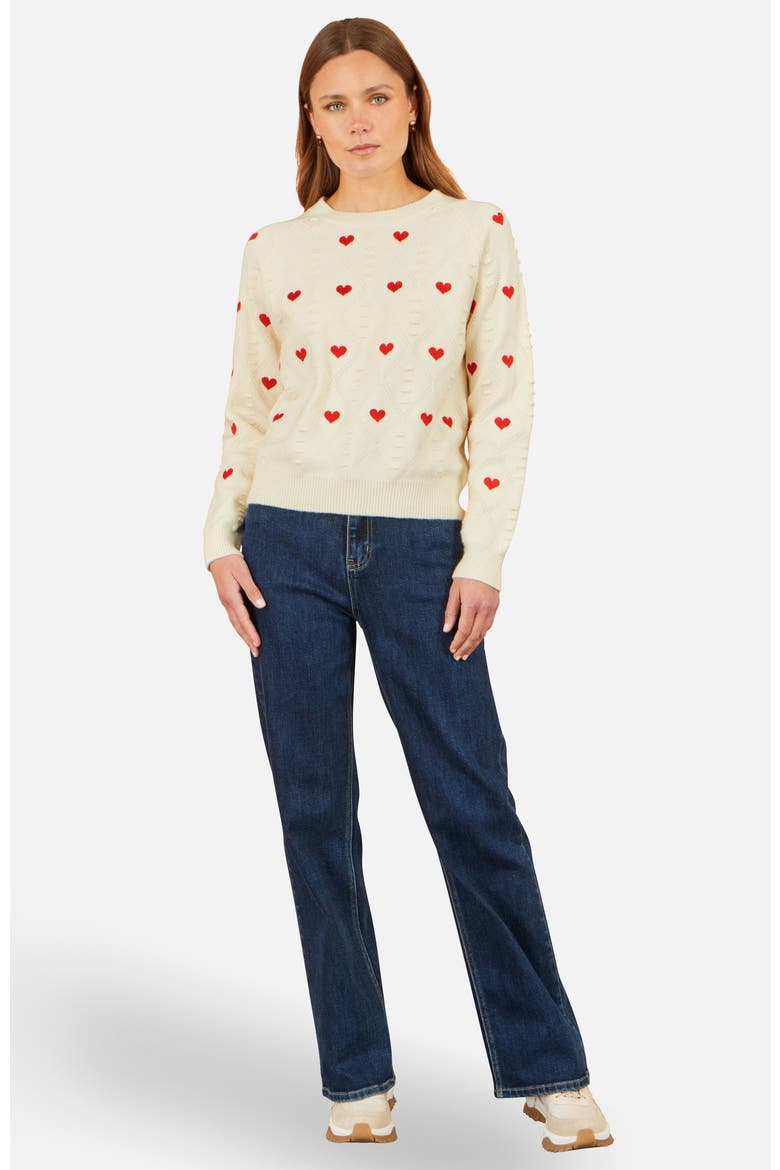 Embroidered Heart Jumper, Alternate, color, Ivory