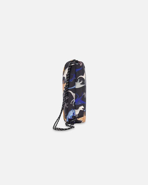 Deux Par Deux Drawstring Bag Dinosaur In Black