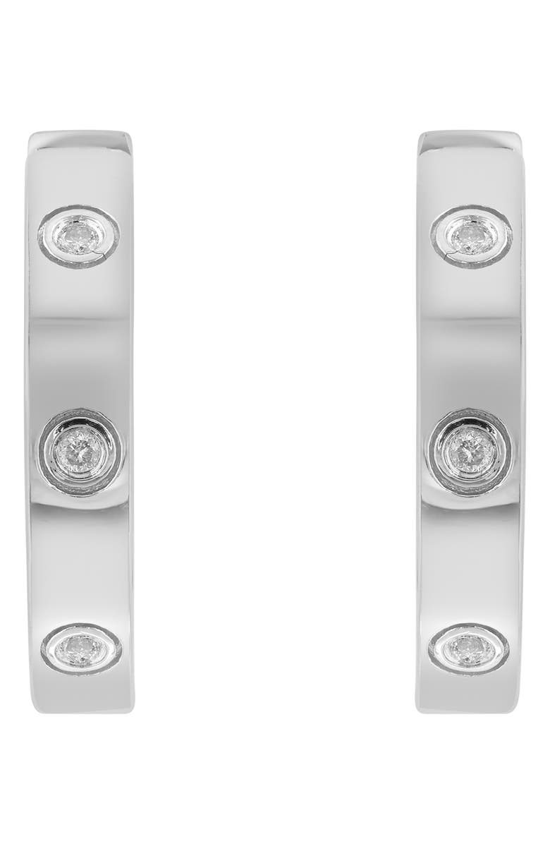 EFFY Sterling Silver Diamond Huggie Hoop Earrings, Alternate, color, White