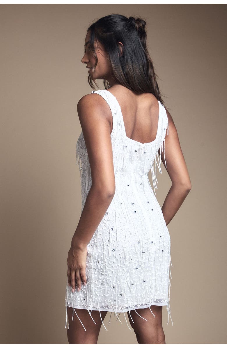 Coast Sequin Fringe Bridal Mini Dress, Alternate, color, Ivory