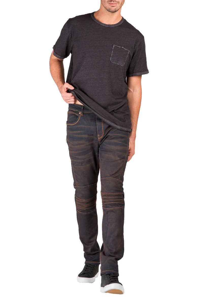 Slim Tapered Fit Moto Jeans, Alternate, color, DARK COPPER