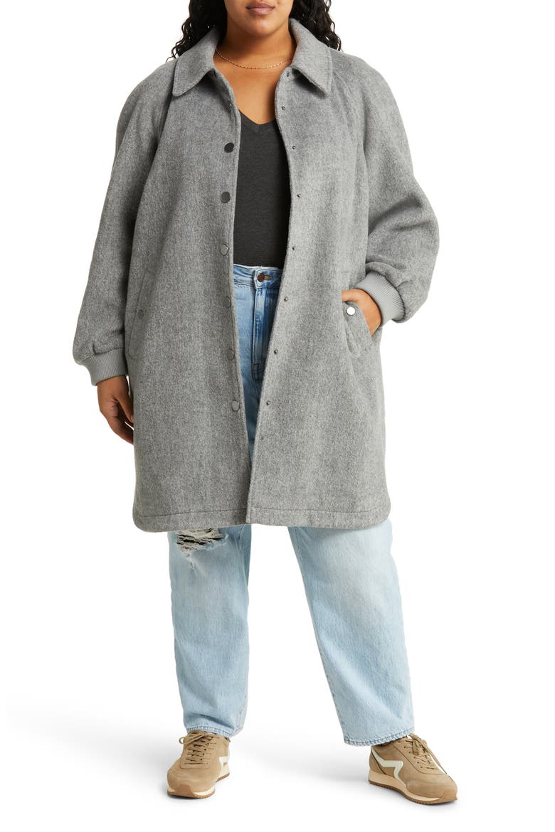 Raglan Longline Coat, Main, color, GREY MEDIUM CHARCOAL HEATHER