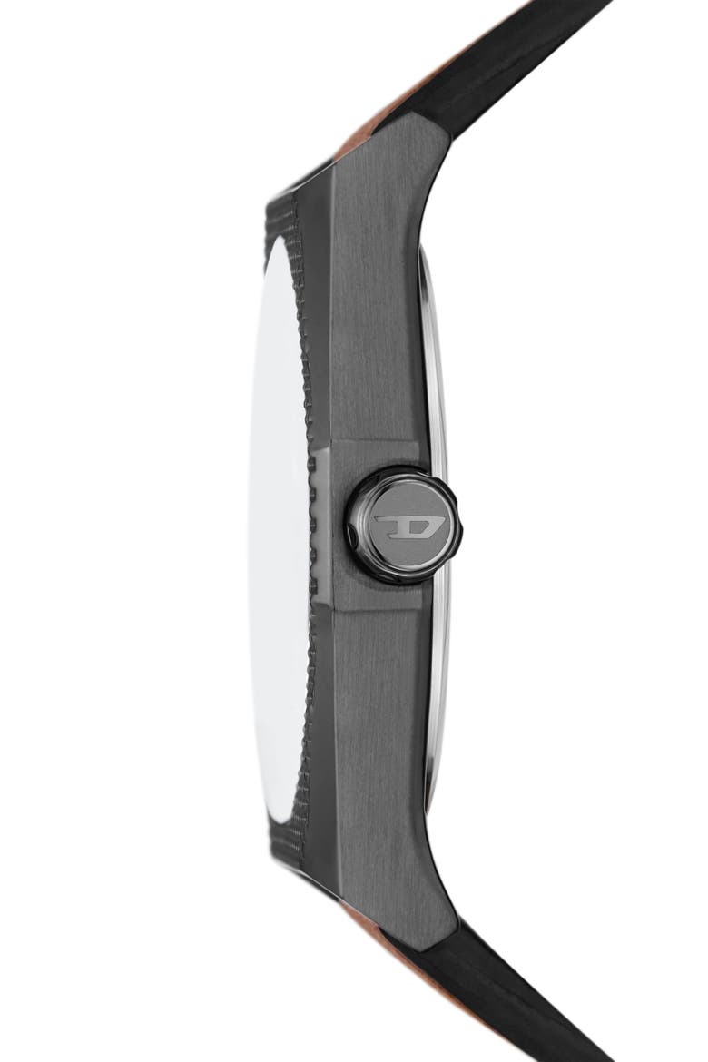 Scraper Leather Strap Watch, 43mm, Alternate, color, BLUE/ GUNMETAL
