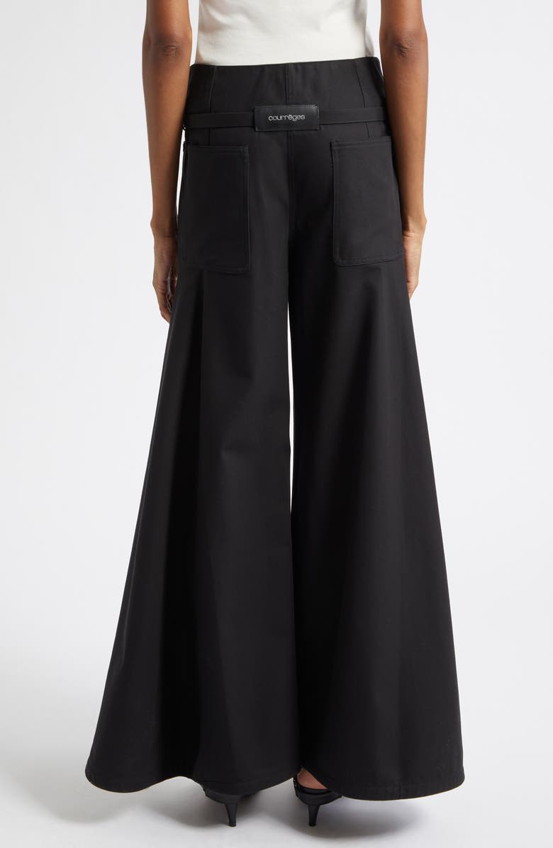 Courrèges Cotton Canvas Palazzo Pants, Alternate, color, Black