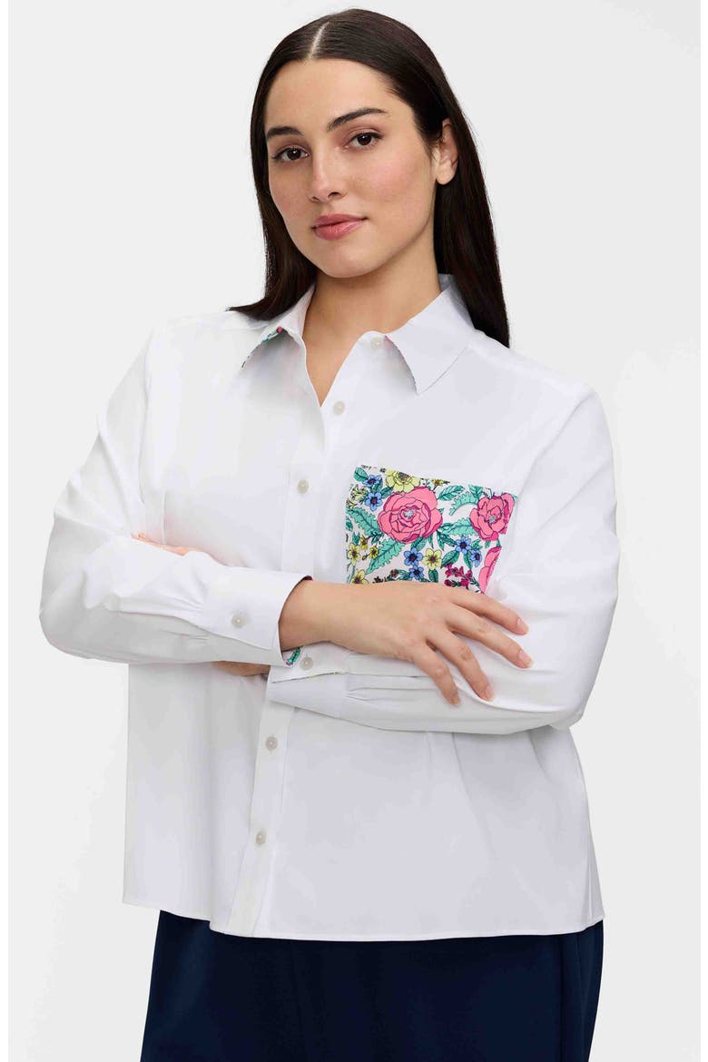 Jodie Cotton Blend Button-Up Shirt, Alternate, color, WHITE MULTI