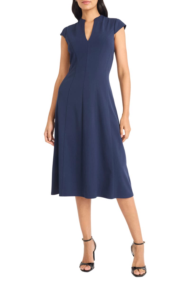 Maggy London Princess Seam Scuba Crepe Midi Dress, Main, color, 