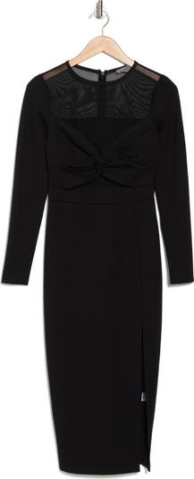 Celia Illusion Mesh Ruched Midi Dress