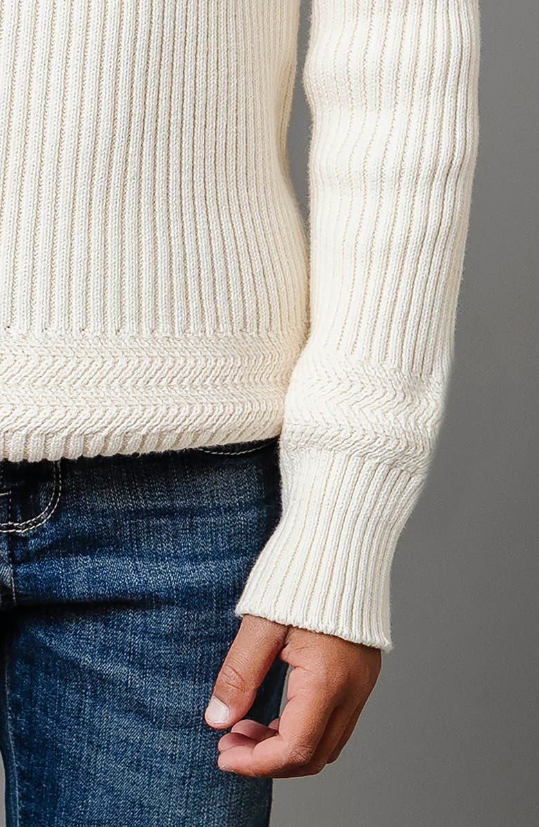 Hope & Henry Boys' Organic Herringbone Detail Crew Neck Sweater, Kids, Alternate, color, 