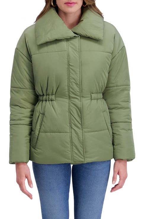 Envelope Collar Puffer Coat