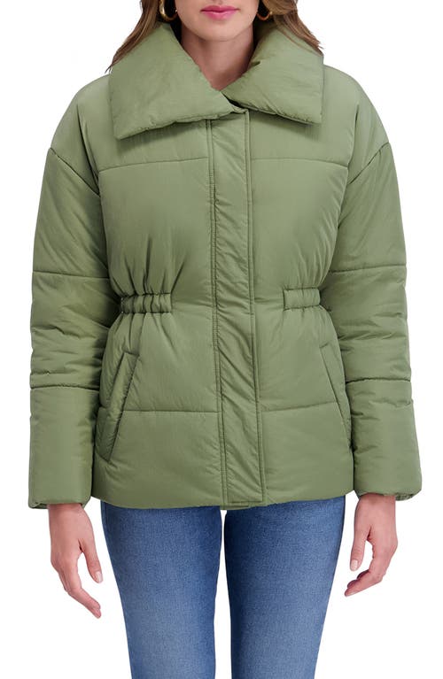 Kensie Envelope Collar Puffer Coat In Green