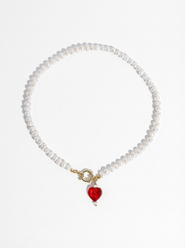 Joey Baby Kokoro Red Heart Freshwater Pearl Necklace