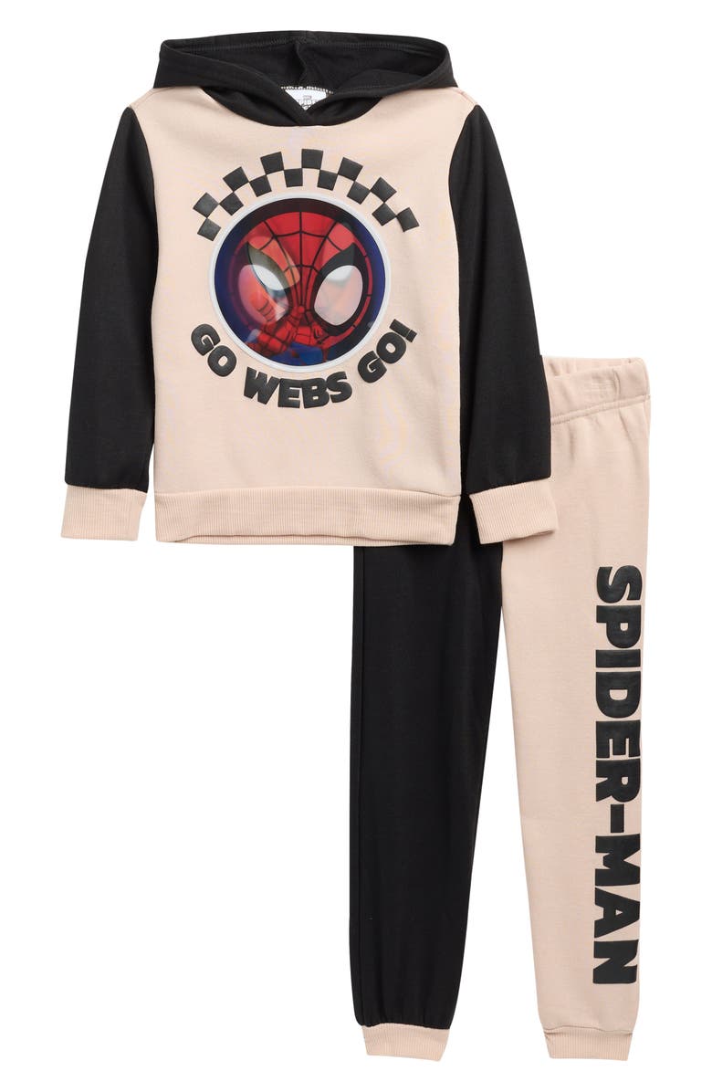 Happy Threads Kids' Spider-Man Lenticular Hoodie & Joggers Set, Main, color, Brown