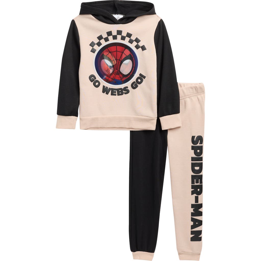 Happy Threads Kids' Spider-man Lenticular Hoodie & Joggers Set In Brown