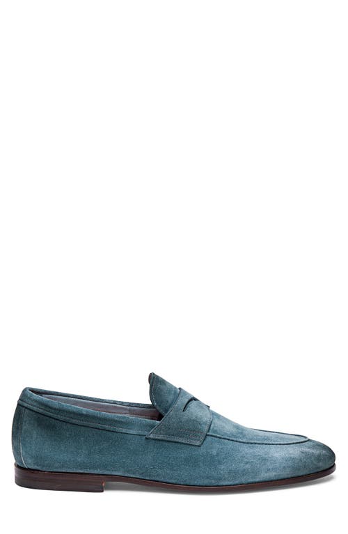 Santoni Goodyear Man Loafers Slate Blue Size 12.5 Leather In Green-v46