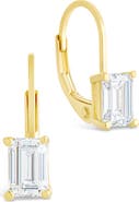 Sterling Forever Emerald Cut Cubic Zirconia Lever-Back Earrings