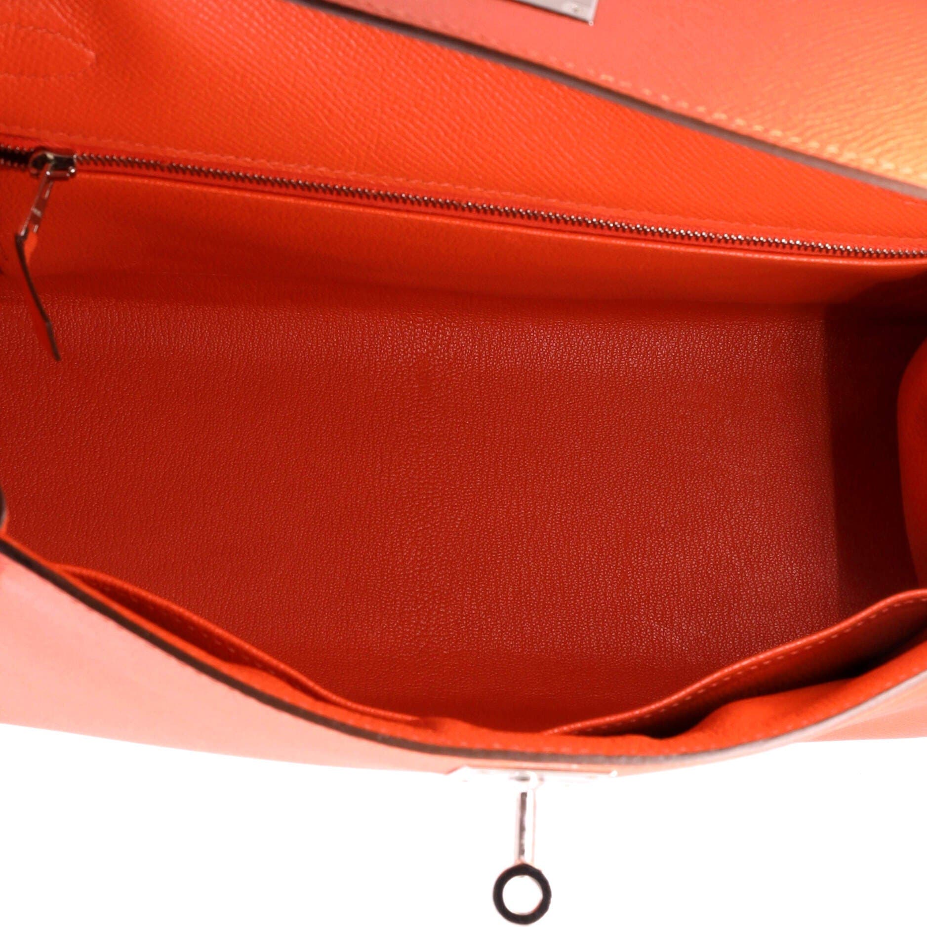 Pre-Owned Hermes Kelly Handbag Orange Epsom with Palladium Hardware 28, Alternate, color, Capucine