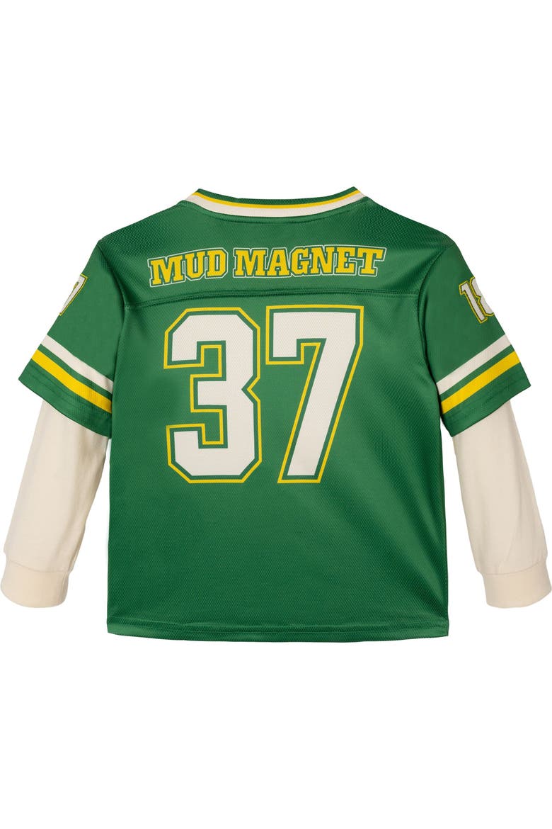 Football Long Sleeve T-Shirt, Alternate, color, Green and Off White