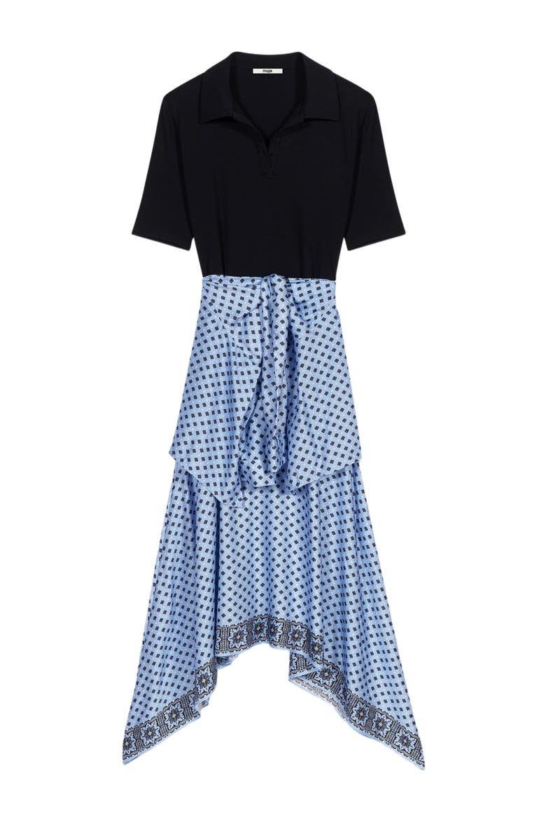 Layered-effect scarf skirt dress, Alternate, color, Light blue loungewear