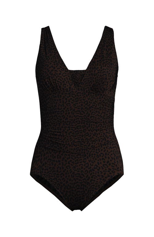 Lands' End Plus Size Slendersuit Grecian Low Leg One Piece Swimsuit In Black