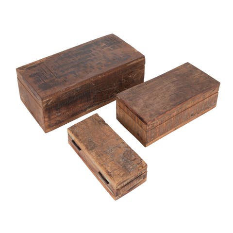 Reclaimed Vintage Wood Boxes, Set of 3 Sizes, Natural