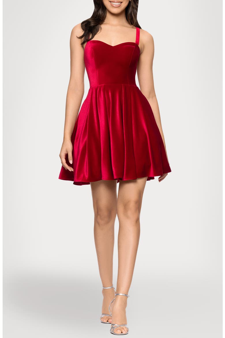 Velvet Minidress, Main, color, RED