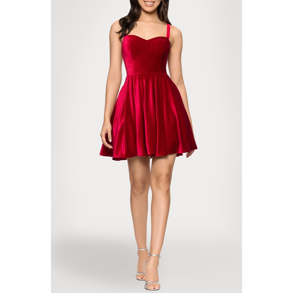 Blondie Nites Velvet Minidress In Red