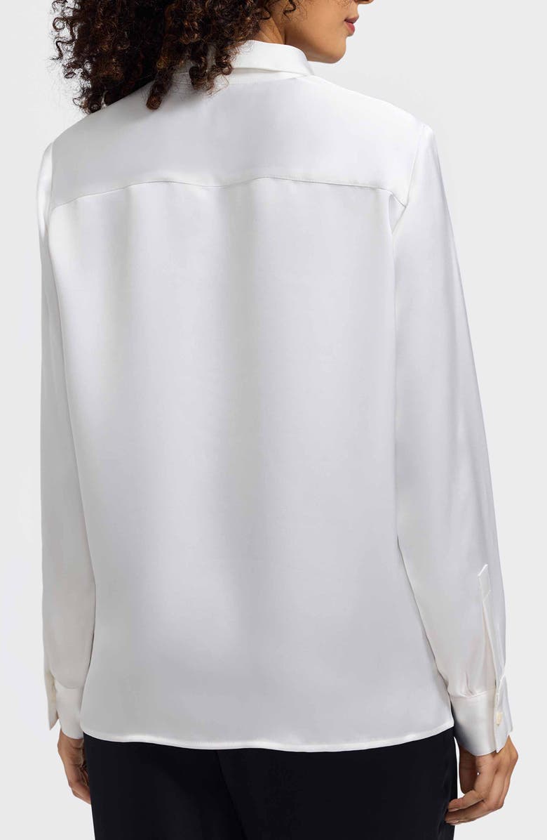 Foxcroft Bianca Satin Shirt, Alternate, color, Ecru