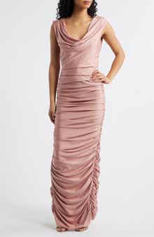 Evangeline Ruched Satin Gown