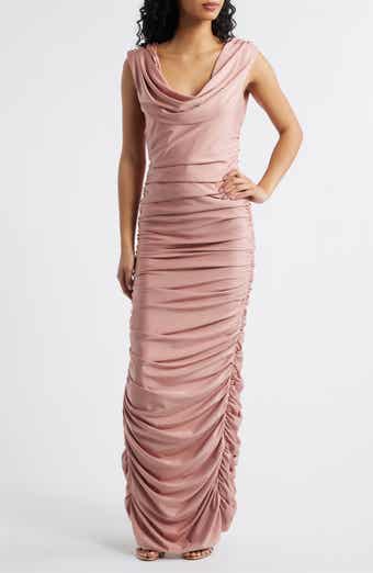 Evangeline Ruched Satin Gown