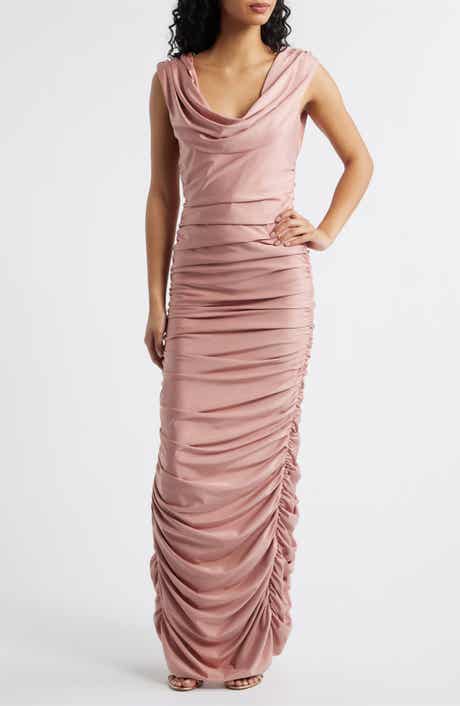 Evangeline Ruched Satin Gown