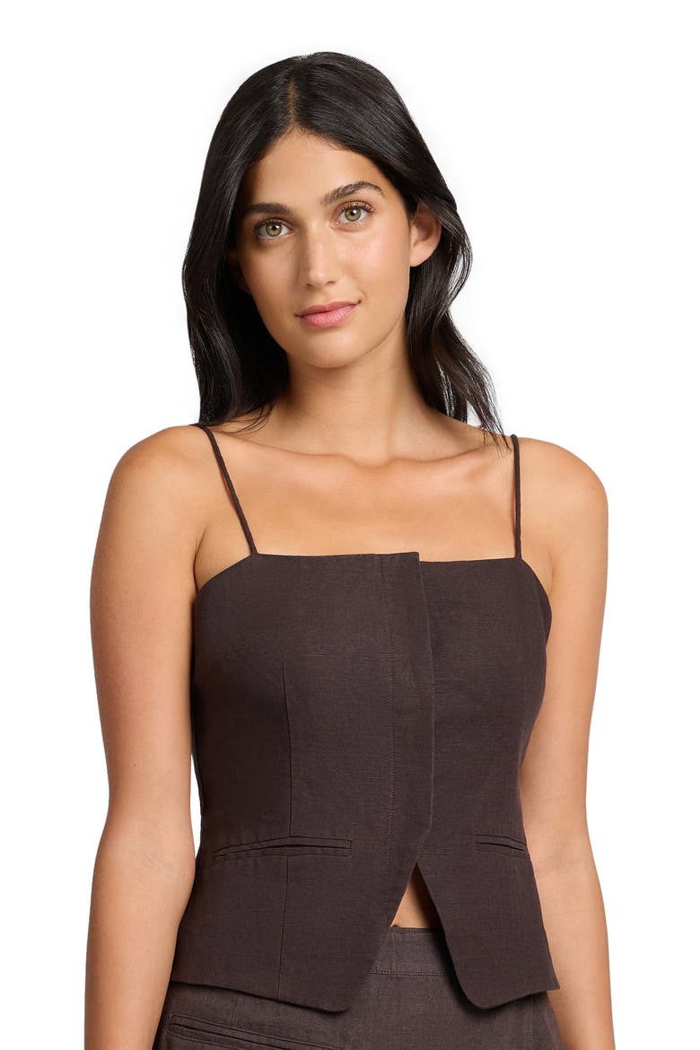 Air Linen Straight Neck Top, Alternate, color, ESPRESSO