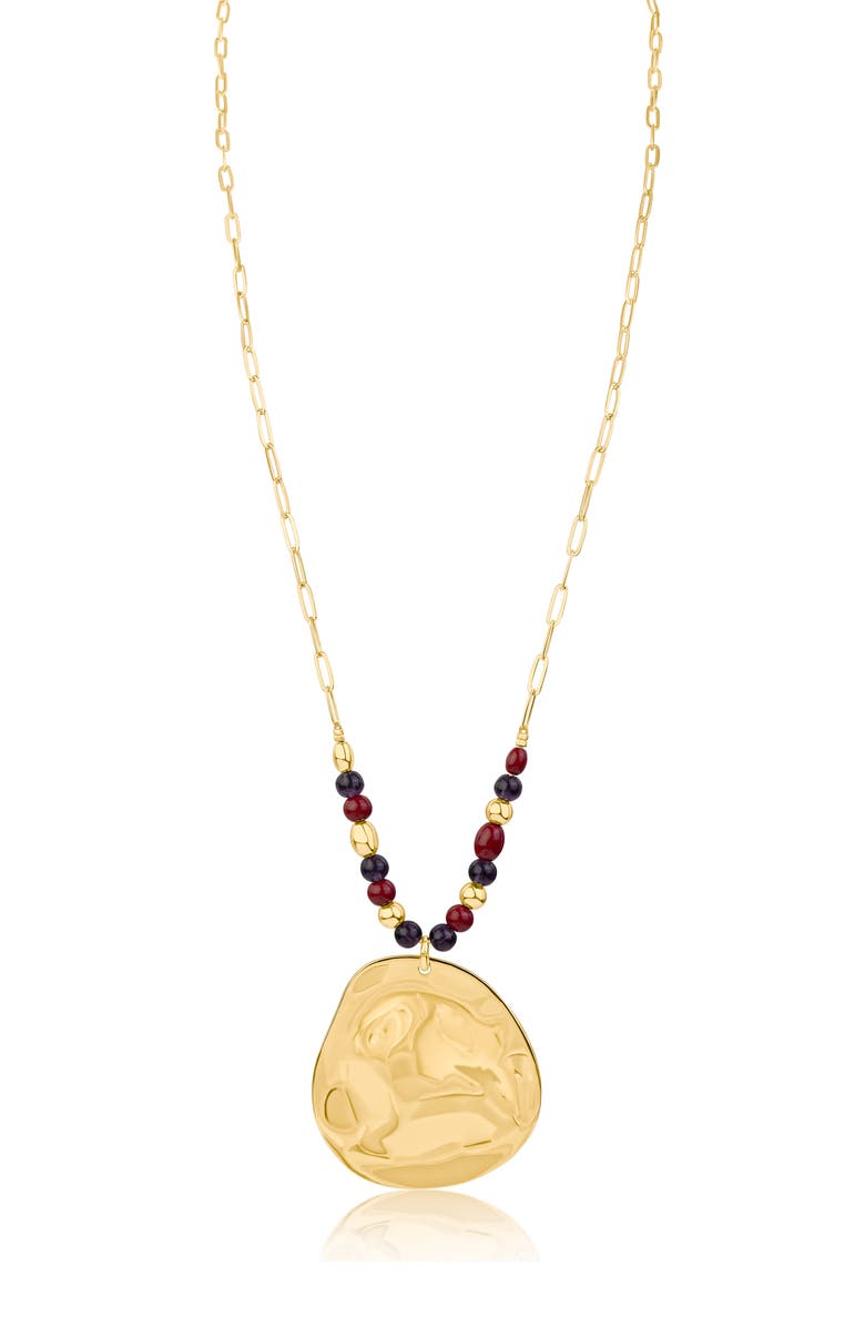 JARDIN Large Medallion Pendant Necklace, Main, color, Purple/ Gold