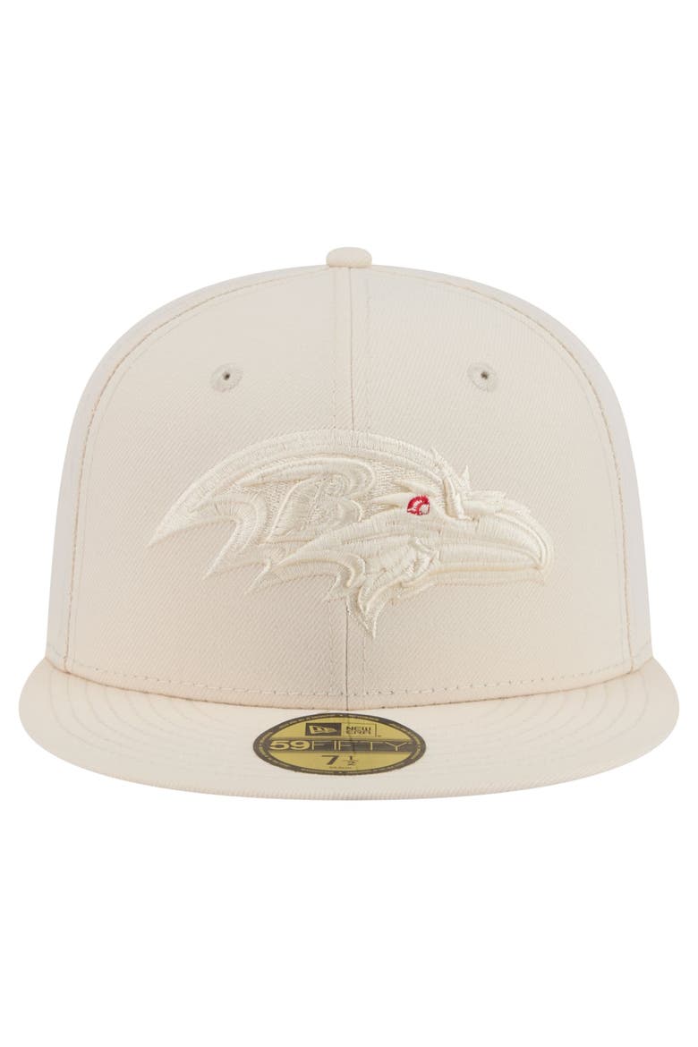 Men's New Era Cream Baltimore Ravens Color Pack 59FIFTY Fitted Hat, Alternate, color, Cream