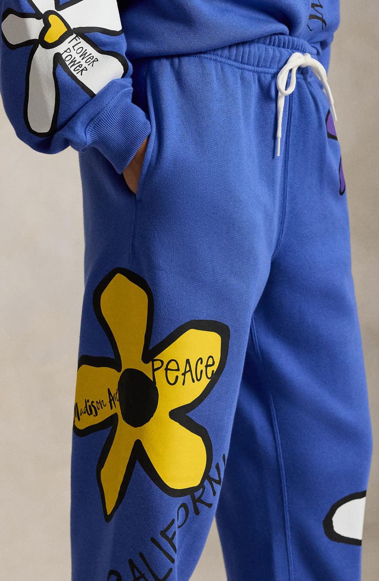 Polo Ralph Lauren Flower Graphic Cotton Blend Joggers, Alternate, color, Indigo Sky